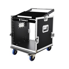 PRORECK 10U Slant Mixer Rack Case 20″ Deep Rolling Road Case Plywood DJ Event