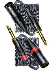 SNANSHI XLR to 1/4 Cable 6.6ft 2Pack Balanced TRS to XLR Male 22 AWG Studio …