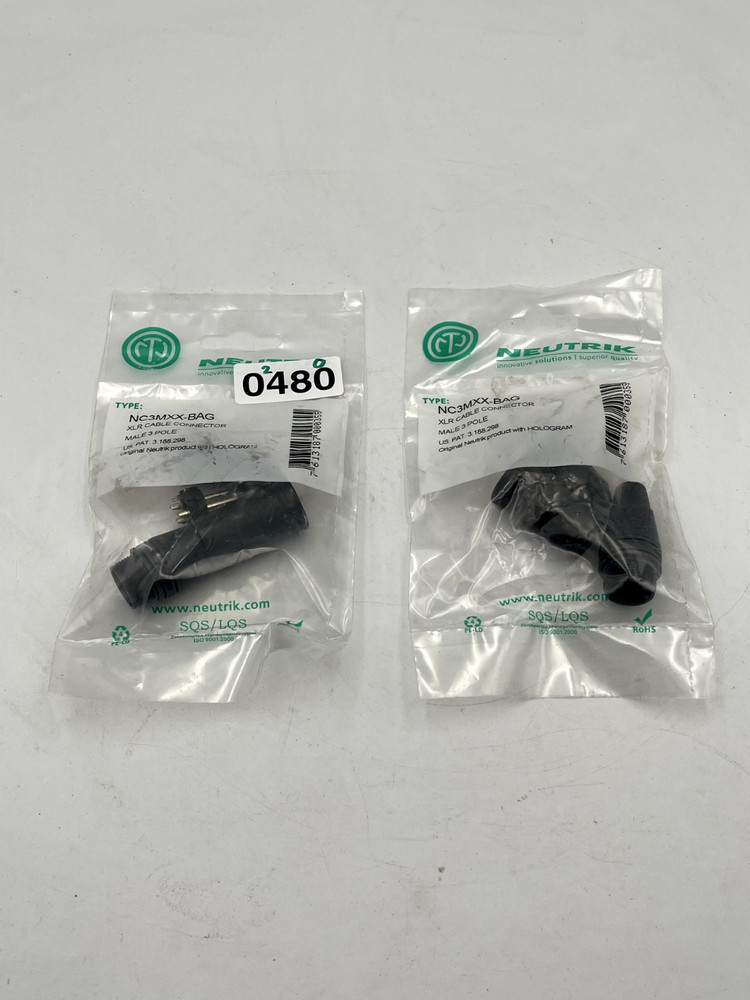 (2Pack) Neutrik Male 3 Pole Male Cable Connector Black-chrome/Silver #NC3MXX-BAG