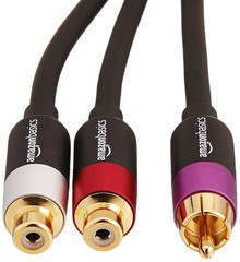 Amazon Basics RCA Y-Adapter Splitter with 2-Female on One End 1-Pack, Black