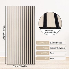 4 Pack Acoustic Panels with Self Adhesive, 45″ X 22″ X 0.4″ High Density Sound