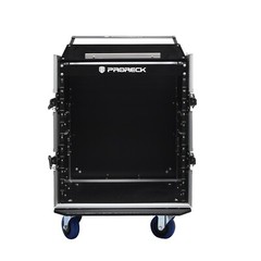 PRORECK PR-12U 12U 20″ Slant Mixer Rack Case Plywood Road Case w/ Casters