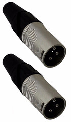 (2 PACK) REAN RC3M 3-Pin XLR Male Cable Mount LO-Z Connector – Nickel Shell