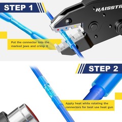 Haisstronica 200PCS 16-14 Awg Blue Heat Shrink Butt Medium,