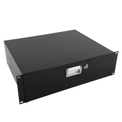 19″ 3U Steel Plate DJ Drawer Equipment Cabinet with Keys Black, in stock
