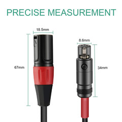 3 Pin Mini XLR Female (TA3F) to Regular XLR Male Pro Lapel Microphone Cable – 1F