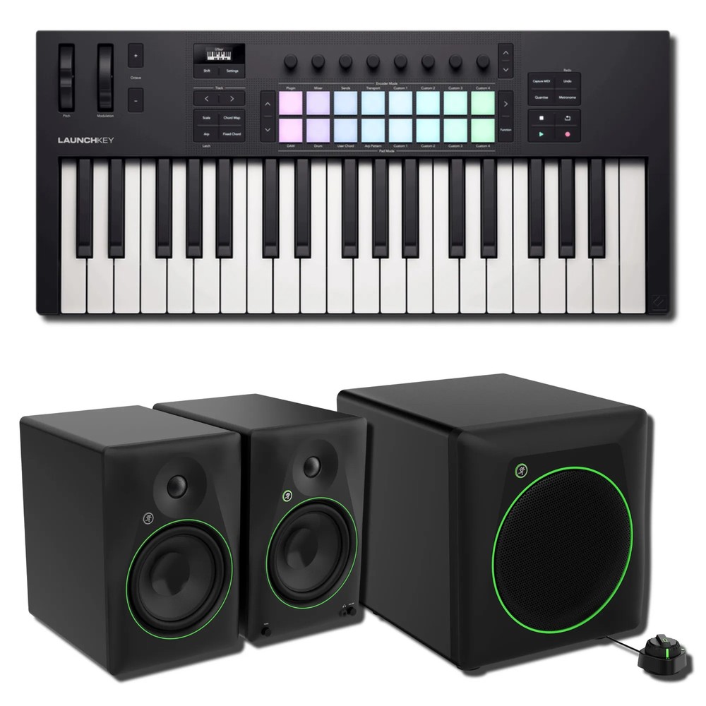 Novation Launchkey 37 MK4 MIDI Controller + Mackie CR8BT Monitors + CR8SBT Sub
