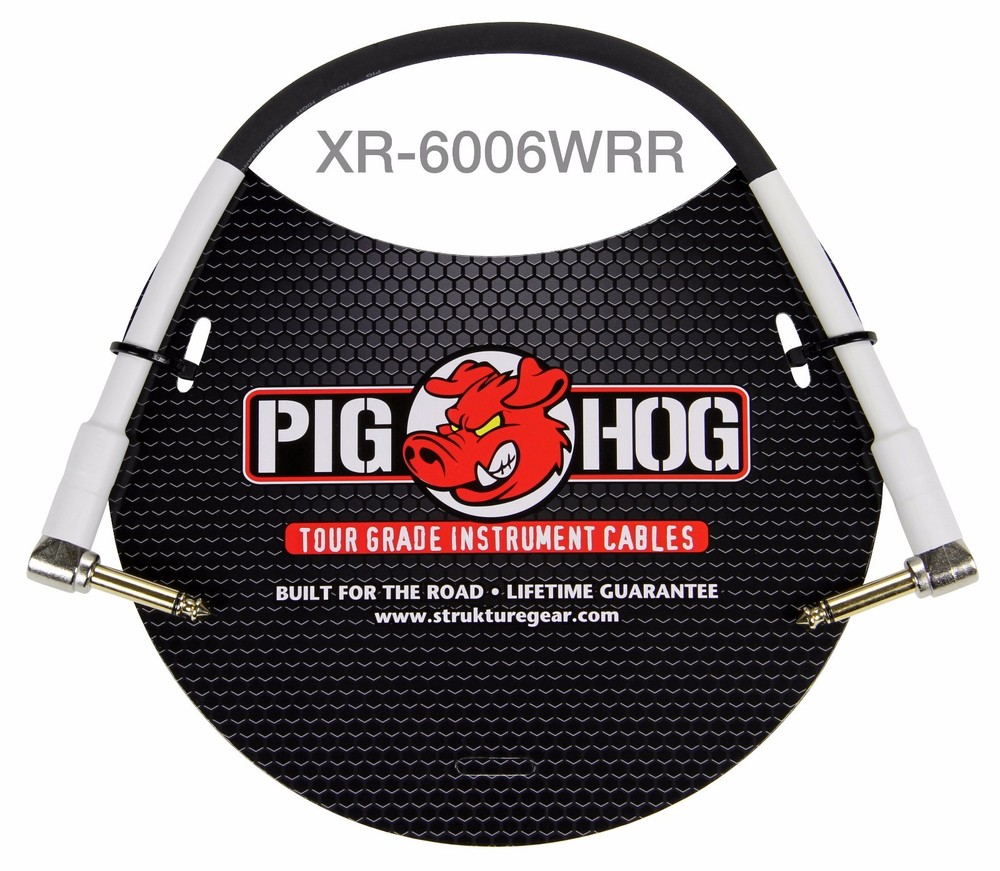 6ft Pig Hog 1/4″ Mono 90-Degree Male/Male, 8mm/OD 14AWG Instrument Cable