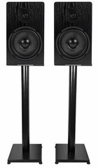 Pair Rockville RockShelf 68B Black 6.5″ Home Bookshelf Speakers w/29″ Stands