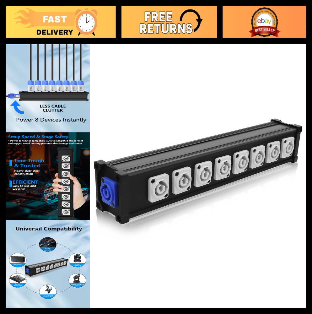 8 Channel PowerCon Breakout Cable for Stage Lights, LED Screens, Pro Audio & Mor