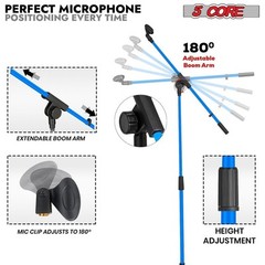 5Core Tripod Mic Stand 2Pcs Adjustable Holder Floor Microphone Boom Arm