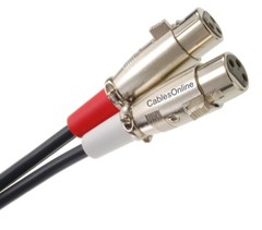 6ft. 2-XLR 3-Pin Female to 2-RCA Male Gold-Plated Contacts Stereo Audio Cable