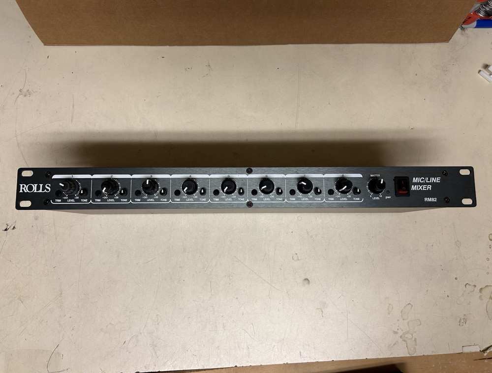Rolls RM82 8-Channel Rack Mount Mic/Line Mixer XLR/RCA Tone Level Trim
