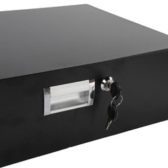 19″ 3U Steel Plate DJ Drawer Equipment Cabinet with Keys Black, in stock