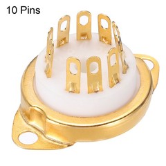 10 Pcs 10pin Tube Socket Ceramic Vacuum Tube Protect Tube Pin Socket White
