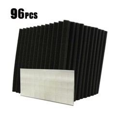 96pcs 12“x12“x1“ Black Acoustic Foam Wedge Sound Proofing Panel Nano Adhesive