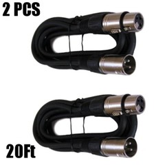 2x Pc 20FT XLR Pro 3Pin Male to Female Microphone Audio Shielded Extension Cable