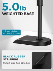 InnoGear Adjustable Desk Microphone Stand, Weighted Base with Medium, Black