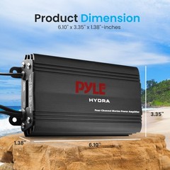 Pyle 4 Channel Marine Amplifier 800 Watt | Waterproof with Black