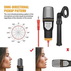 3.5mm Condenser Microphone Tripod Stand Mic for Studio Recording PC Laptop Game