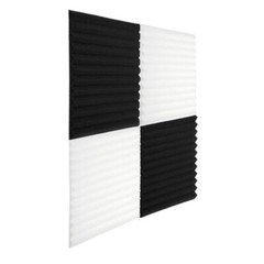 12x Black&White Acoustic Foam Panel Wedge Studio Soundproofing Wall Record Tiles