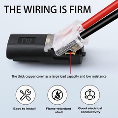 Vvluvva 50 Pcs Double Wire Plug in Connector, 2 Pin Low Voltage LED Black