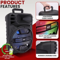 Pyle 12“ Portable Bluetooth Speaker System – 800 Watts – One Size, Black