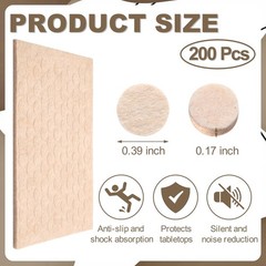 200 Pcs Small Wool Felt Pads, SelfAdhesive Furniture Pads 0.39 Inch Felt Cir…