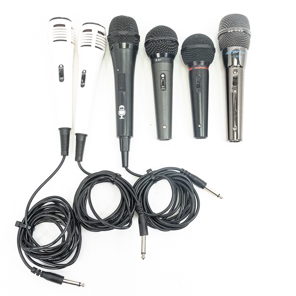 Set of 6 Lo-Fi Karaoke DJ Microphones Fender P-51 Audio-Technica VocoPro