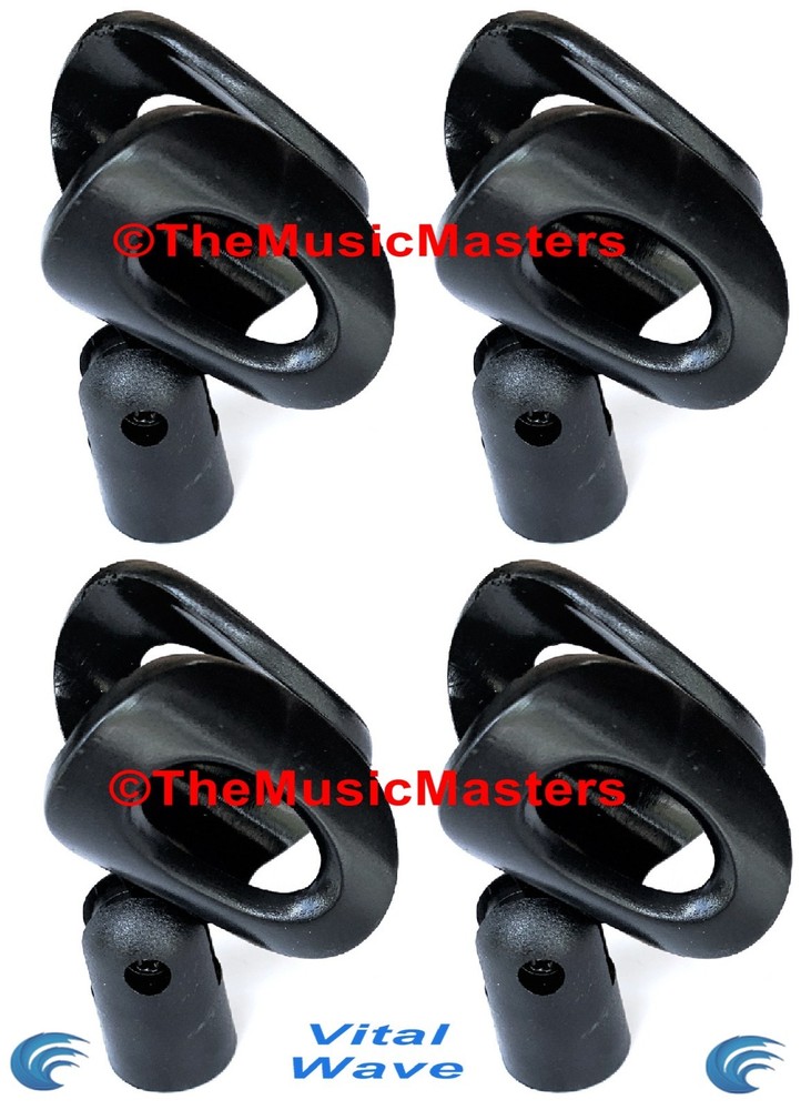 (4) X-Large Wireless MICROPHONE CLIP Karaoke Tripod Stand Mic Holder Clamp Mount