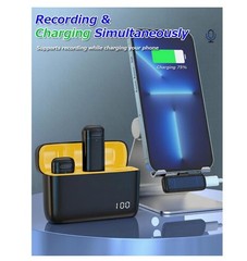 Wireless Microphone Lapel Lavalier Mic & Charging Case for iPhone 16/15 Samsung
