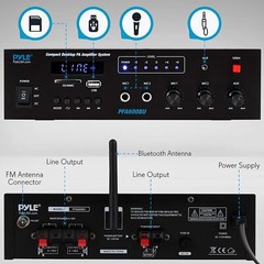 Pyle PFA600BU Wireless Bluetooth Karaoke Amplifier Receiver System, 300 Watts