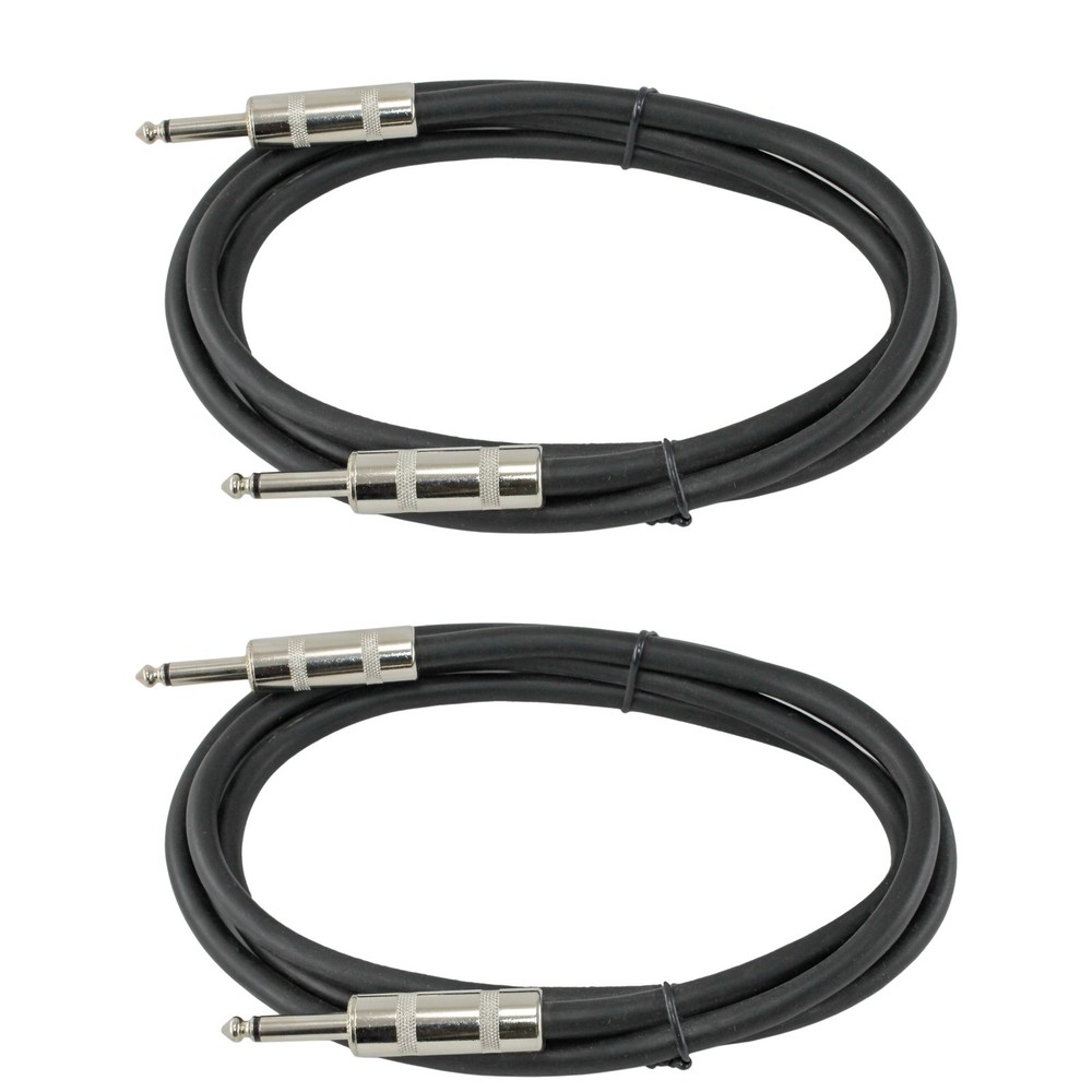 2 PACK pair 12 GA GAUGE 1/4 TO 1/4 MONO MALE PA DJ SPEAKER CABLE CORD 10 ft foot