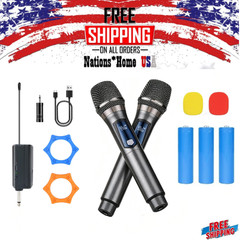 2x Wireless Microphone Kit Handheld Karaoke Mic w/USB Charging Home Party Speech
