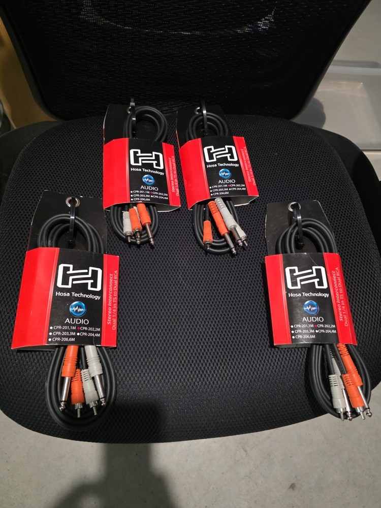 Hosa CPR-202 Dual RCA Male to 1/4″ TS Male – 2m – New (SD EBAY 7) Lot Of 4