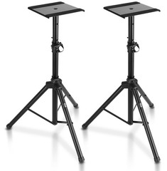 Pyle Adjustable Speaker Stand Pair – Dual Studio Monitor Tripod with Black