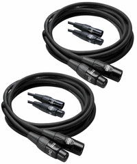 2 Pack Hosa Pro Microphone Cable HMIC-010, REAN Connectors XLR3F to XLR3M 10Ft