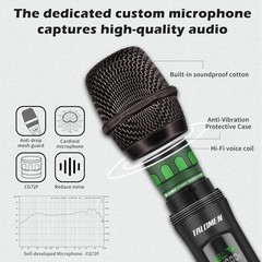 Dynamic Wireless Microphone Set with Mute Function for Indoor and Outdoor Use