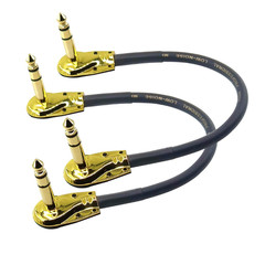 WJSTN 1/4 Inch Right Angle TRS Stereo Dual Channel Guitar Flat Patch Cable Low P