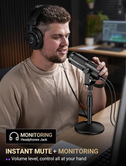 Amplitank TANK6S Vocal-Dynamic-Microphone, Xlr-Usb-Podcast-Microphone with Deskt