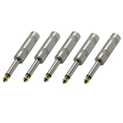 5PC Audio 1/4″ TS Plug 6.35mm Mono Male Solder Jack Connector for Speaker/Guitar