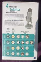 Blue Yeti USB Microphone Silver w Box Manual Cable Tested Mac PC Podcast