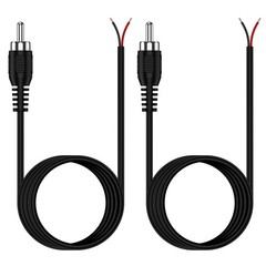 RCA to Bare Wire Cable, (2 Pack 20AWG 6.6 ft) Replacement 9 inch, Black