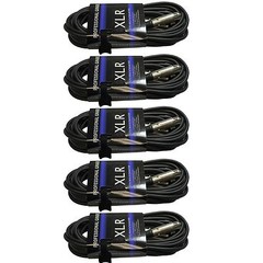 5PACK 15ft foot premium shielded 3pin xlr male female cable DMX cord 20ga gauge