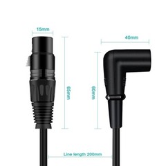 XLR Cable XLR Microphone Cable 3 Pins Right Angle Male to Female Balanced Cord