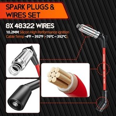 41-962 Spark Plugs and Wires for Chevy 5.3 6.0L 6.2L, Spark Plug set