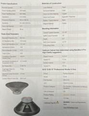 Pair 15″ Speaker B52 PRO 15-85 Woofer 300 Watt (8Ω)