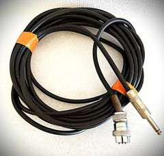 Vintage 1950’s microphone cable-3 pin male Amphenol to male 1/4″ phono plug-20′