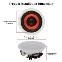 Herdio 6.5 Inch Ceiling Speakers Bluetooth Pairs 300 Watt Flush Mount In Wall