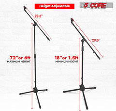 TWO Telescoping Mic Stands Stands W Extending Telescoping Boom BLACK